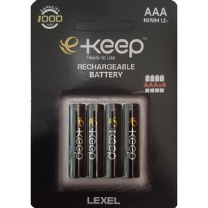 EKeep AAA 고용량 충전지 1000mAh, 4개입, 1개