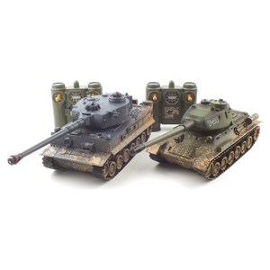 YAKO 레프리카 2.4GHz 1/28 RC배틀탱크 세트 TIGER vs T-34 RC YAK161430SET, 혼합 색상, 1개