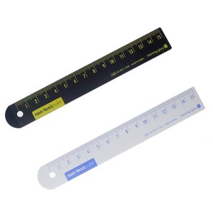 모닝글로리 1200 무독성 스틸자 15cm 심플한 디자인 자 랜덤발송 1개, 랜덤발송(블랙o그레이) 1개