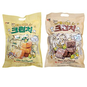 [마켓찐몰] 미룡 미니 오트 크런치 바닐라맛 1개+ 초콜릿향 1개 520g 합2개 대용량 간편 간식, 2개