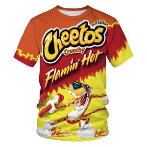 KORELAN AliExpess 뜨거운 판매 cheetos 스낵 디지털 인쇄 커플 반팔 티셔츠 여름 새로운 느슨한 패션 탑스