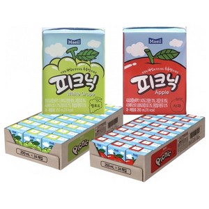 매일유업 피크닉 사과 200ml 24팩 + 피크닉 청포도 200ml 24팩, 48개