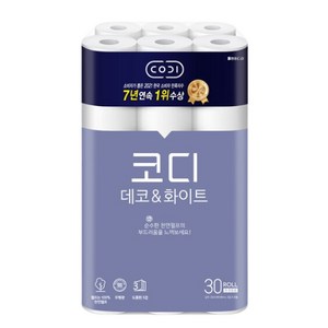 코디 데코앤화이트 천연펄프 화장지 22m 30롤, 30개입, 1개