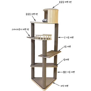 세모형 캣타워 리필카펫, 긴기둥카펫, 1개