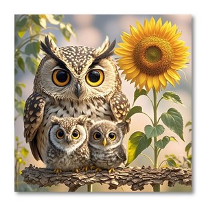 상덕 보석십자수 DIY 키트 캔버스형 액자40 x 50cm, 1개, 부엉이 가족 40*50cm