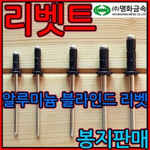 리벳 리베트 못 알루미늄 흑색 검정색 리벳못 리배트, 1-1 둥근 백색 리벳, 4.8*11mm-200개, 1개