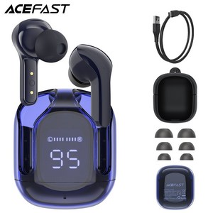 ACEFAST T6 블루투스 5.0 무선 이어버드 ENC 통화 소음 취소 스포츠 뮤직 이어폰, sapphie blue