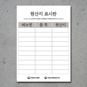 배너마켓 원산지표시판 방수 A3 사이즈 식당 업소용, 1개, 디자인_01_블랙아웃