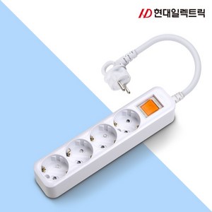 [현대일렉트릭] 스위치 멀티탭 [4구/16A/접지/2800W][15cm(짧은선)], 1개