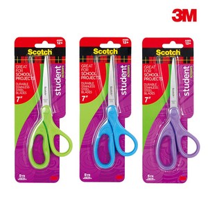 3M 스카치 학생용 가위 7인치, 3개, 색상랜덤