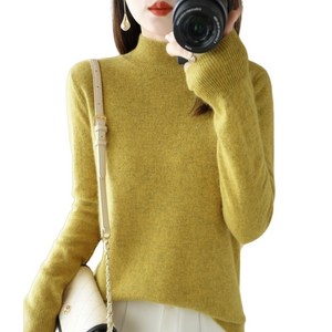 여성 가을겨울 니트 반폴라 폴라티 단색 스웨터 Women's knitwear