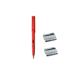 LAMY 사파리 만년필 + 잉크카트리지 2p 실속세트, EF, 스트로베리