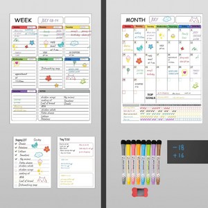 냉장고 자석보드 12종 택1 월간 주간 스케쥴보드 메모보드 화이트보드 칠판보드, 11_주간레인보우