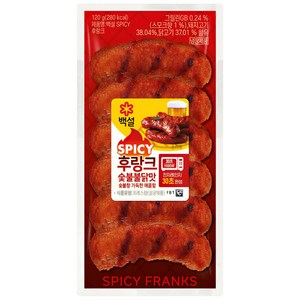 (냉장)[백설]숯불불닭맛후랑크, 120g, 18개