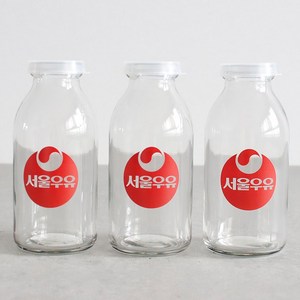 서울우유 레트로 유리병 (330ml) 3Pset - 옵션선택 3P (우유병 요거트병 밀크티병 홈카페유리병), 330ml, 3개