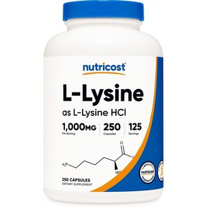 Nuticost L-Lysine 뉴트리코스트 L 라이신 1000mg 250캡슐, 250정, 1개