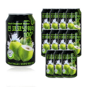 파모빗 찐 코코넛워터 100% 음료 주스 원액, 330ml, 12개