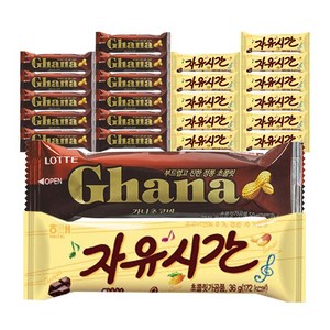 해태 자유시간 36g x 12개 + 롯데 가나초코바 땅콩 45g x 12개, 1세트