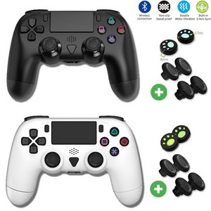 DOBE PS4 무선 컨트롤러 클론 플스4 듀얼쇼크4 호환 [스팀 PC유선 C타입 향상된배터리], 화이트, 1개