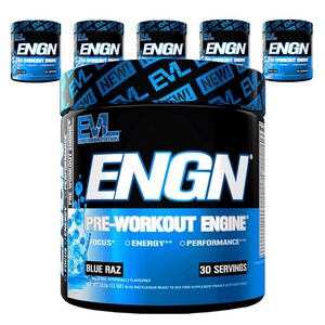 EVLUTIONNUTRITION ENGN 프리-워크아웃 엔진 블루 라즈 맛, 6개, 312g