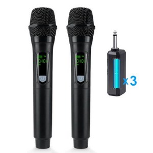 Heikuding UHF 무선 마이크 범용 다이나믹 시스템 노래방 DJ, 01 orange, Rechargeable 2 Mic