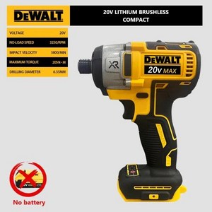 Dewalt 브러시리스 전기 임팩트 드라이버 무선 스크루 20V 배터리용 드릴 DCF887 205N.m, 1개, 01 No battery