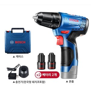 보쉬 충전식 전동드릴 12V 싱글 배터리 버전 GSR 120-LI 전동드릴+배터리2개, 전동드릴+베터리2개, 1개