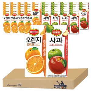 델몬트 오렌지 드링크 190ml 24팩 + 델몬트 사과 드링크 24팩, 48개