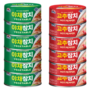 사조 / 안심따개 야채참치 100g x 6개 + 고추참치 100g x 6개 세트, 야채참치6개 + 고추참치6개