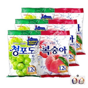 롯데 청포도캔디(153g) 3봉+복숭아캔디(153g) 3봉+자색옥춘사탕 20g 세트, 1세트