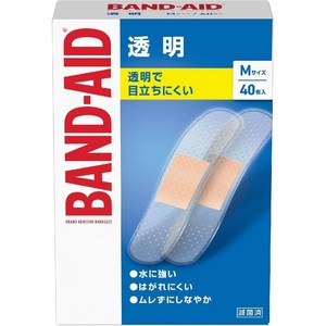 BAND-AID 상처 밴드 투명 M사이즈 40매, 기본