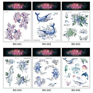 우영우 해양 동물 대형 고래 타투 스티커 세트 (12종), 1개
