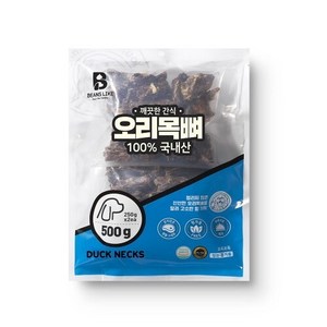 빈즈라이크 목뼈 강아지 간식, 오리, 500g, 2개