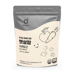 (10+5이벤트) 유기농 현미 아기 쌀과자 떡뻥 퍼프 핑거 햇살팝 사과당근 25g 1봉, 1개