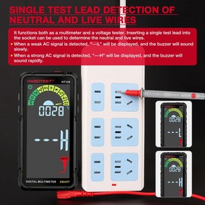 HABOTEST 지능형 디지털 멀티미터 6000 카운트 전압 검출기 자동 범위 조정 LCD 백라이트 다기능 충전식 HT128, 1개