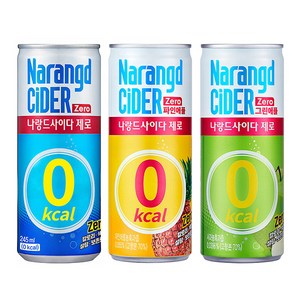 나랑드 사이다 제로 오리지널 애플 파인애플 245ml 3종 세트, 30개