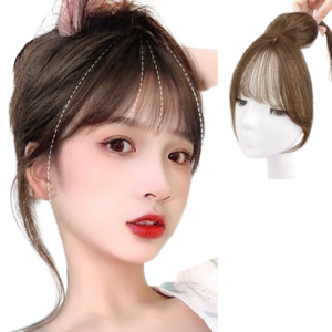 코지웨이브 얼굴 작아보이는 시스루뱅 앞머리 가발, 1개, 라이트브라운