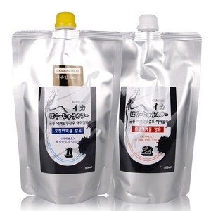 뉴겐 금송 이카 보쿠쥬우 오징어먹물 헤어칼라 1제 500ml + 2제 500ml, 내츄럴브라운, 1세트