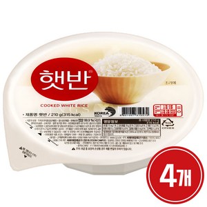 햇반 백미밥, 180g, 4개