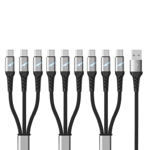 아이엠듀 멀티 3in1 USB to C타입 고속충전 케이블 LED 플렉시블, 3개, 블랙, 170cm