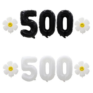 [해피쏘굿] 32인치 블랙/화이트 숫자 (100일~900일) + 데이지 풍선세트, 500, 블랙