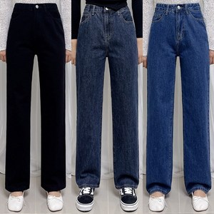 제이엠스타일 [숏 기본 롱/4컬러] S~2XL 여성 세미 와이드 청바지 하이웨스트 데님팬츠 여자 빅사이즈 바지 허리 밴딩 키작녀 키큰녀 봄 가을