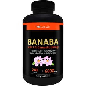 [미국빠른직구] 신제품 마이라이프 내추럴스 바나바 6000 코로솔산 4% (12mg), 240정, 1개
