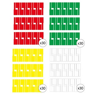 케이블 전선 네임택 라벨 스티커 레드+화이트+그린+옐로, 120매