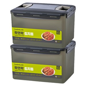 락앤락 플라스틱 직사각 원핸들 김치통 HPL890WN, 16L, 2개