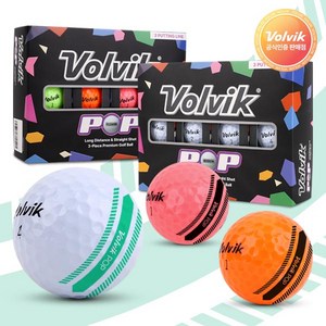 [VOLVIK] 볼빅 팝 3피스 골프공 1더즌 (12구), 화이트, 12개입, 1개