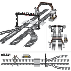 호환레고 기차 레일 트레인 기차길 레일 장면 풀 세트 신호등 대합소 보이 퍼즐 장난감, BD, 1개