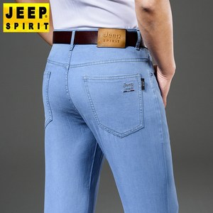 JEEP SPIRIT 지프 스피릿 청바지 남자 여름 가을 캐쥬얼 스트레이트 남성 바지 느슨한 팬츠 캐주얼 스트레치 여릎바지 중간허리 여름팬츠 올 매치 얇은 남성 청바지 J9001