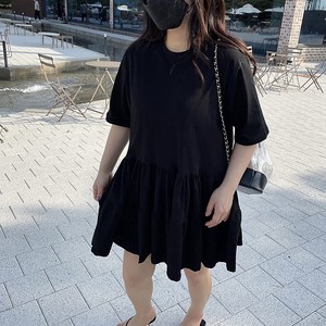 [비비애르] 코튼 캉캉 반팔 미니 원피스 찰랑 러블리한 데일리 편한 여름원피스 빅사이즈