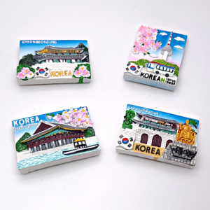 한국민예사 한국 기념품 관광지 마블 자석 4조 세트 마그넷 외국인 선물 korean souvenir ref magnet, 혼합색상